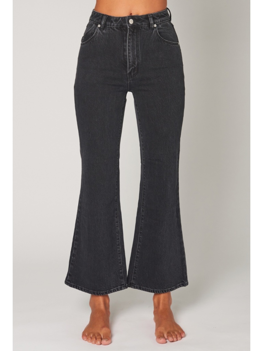ROLLA'S Washed Black Flare-Leg High-Rise Jeans Size 27